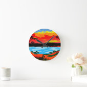 抽象芸術アウトバック砂漠の風景のアート#5 ラウンド壁時計 (ホーム)