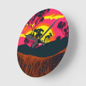 抽象芸術アウトバック砂漠の風景のアート#6 ラウンド壁時計 (傾斜)