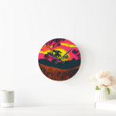 抽象芸術アウトバック砂漠の風景のアート#6 ラウンド壁時計 (ホーム)