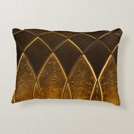 抽象芸術アエレガントートデコ幾何学的装飾を施したゴール アクセントクッション (裏面)