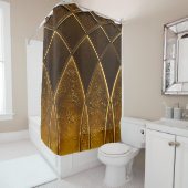 抽象芸術アエレガントートデコ幾何学的装飾を施したゴール シャワーカーテン (インサイチュ)