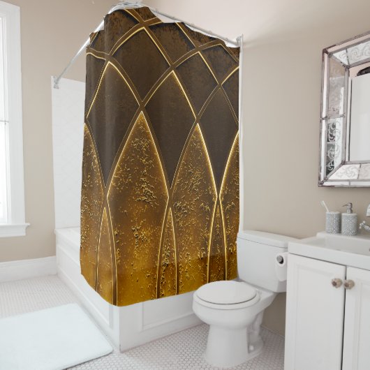 抽象芸術アエレガントートデコ幾何学的装飾を施したゴール シャワーカーテン (インサイチュ)
