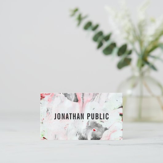 抽象芸術アエレガントートブラックアンドレッドテンプレートトレンディー 名刺 (スタンド正面)