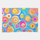 抽象芸術アカラフルート円NAMEおもしろい キッチンタオル (横)