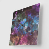 抽象芸術アカラフルート宇宙星雲 スクエア壁時計 (傾斜)