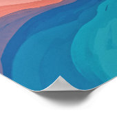 抽象芸術アカラフルート水彩ピンクブルー ポスター (角)