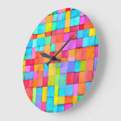 抽象芸術アカラフルート織紙デザイン ラージ壁時計 (傾斜)