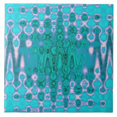 抽象芸術アクアとピンクの波状絞り染め雲 タイル (正面)