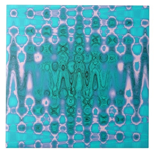 抽象芸術アクアとピンクの波状絞り染め雲 タイル (正面)