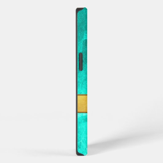 抽象芸術アクアと金ゴールド名 iPhoneケース (右側面)