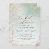 抽象芸術アクアグラデーションフェード(曇り金ゴールドグリッター) 招待状 (正面/裏面)