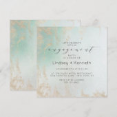 抽象芸術アクアグラデーションフェード(曇り金ゴールドグリッター) 招待状 (正面/裏面)