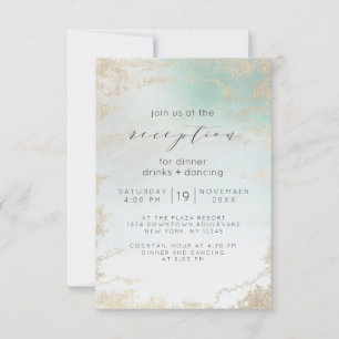 抽象芸術アクアグラデーションフェード(曇り金ゴールドグリッター) 招待状