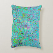 抽象芸術アクアグリーンとパープルコンフロアーガーデン アクセントクッション (裏面(縦))
