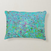 抽象芸術アクアグリーンとパープルコンフロアーガーデン アクセントクッション (裏面)