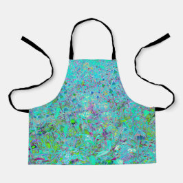 抽象芸術アクアグリーンとパープルコンフロアーガーデン エプロン