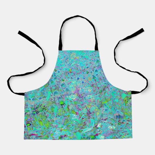 抽象芸術アクアグリーンとパープルコンフロアーガーデン エプロン (正面)