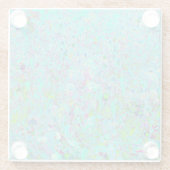 抽象芸術アクアグリーンとパープルコンフロアーガーデン ガラスコースター (裏面)