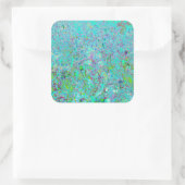 抽象芸術アクアグリーンとパープルコンフロアーガーデン スクエアシール (バッグ)