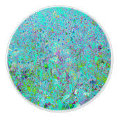 抽象芸術アクアグリーンとパープルコンフロアーガーデン セラミックノブ (正面)