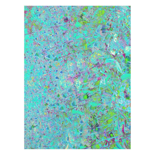 抽象芸術アクアグリーンとパープルコンフロアーガーデン テーブルクロス (正面)