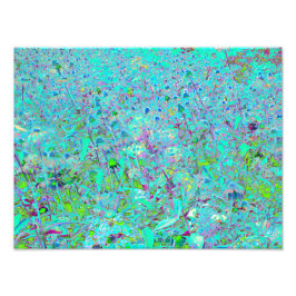 抽象芸術アクアグリーンとパープルコンフロアーガーデン フォトプリント           
