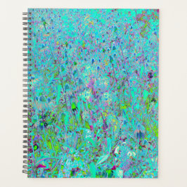抽象芸術アクアグリーンとパープルコンフロアーガーデン プランナー手帳