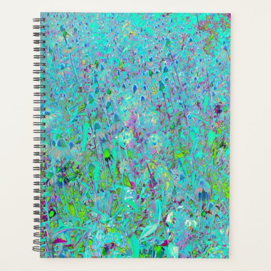 抽象芸術アクアグリーンとパープルコンフロアーガーデン プランナー手帳 (正面)