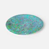 抽象芸術アクアグリーンとパープルコンフロアーガーデン ペーパープレート (アングル)
