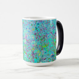 抽象芸術アクアグリーンとパープルコンフロアーガーデン モーフィングマグカップ
