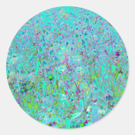抽象芸術アクアグリーンとパープルコンフロアーガーデン ラウンドシール