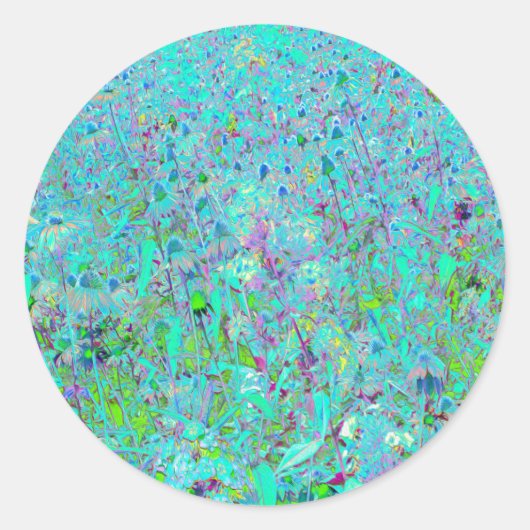 抽象芸術アクアグリーンとパープルコンフロアーガーデン ラウンドシール (正面)