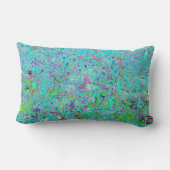 抽象芸術アクアグリーンとパープルコンフロアーガーデン ランバークッション (裏面)
