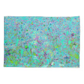 抽象芸術アクアグリーンとパープルコンフロアーガーデン 枕カバー (裏面)