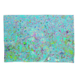 抽象芸術アクアグリーンとパープルコンフロアーガーデン 枕カバー