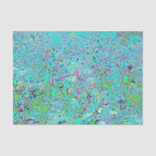 抽象芸術アクアグリーンとパープルコンフロアーガーデン 薄葉紙 (正面)