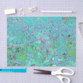 抽象芸術アクアグリーンとパープルコンフロアーガーデン 薄葉紙 (クラフト)