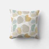抽象芸術アクアグレイとイエローパターン クッション (正面)