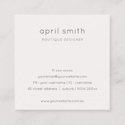 抽象芸術アクアシルバーブラシストークサンキューオーダー スクエア名刺 (裏面)