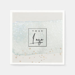 抽象芸術アクアシルバーブラシストーク水彩ロゴ スタンダードカクテルナプキン