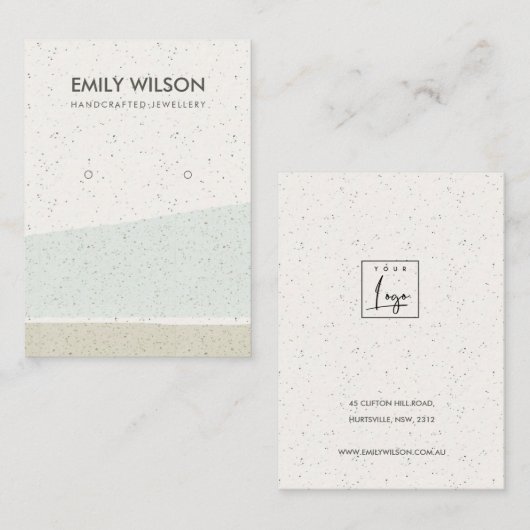抽象芸術アクアセラミック波イヤリング表示ロゴ 名刺 (正面/裏面)