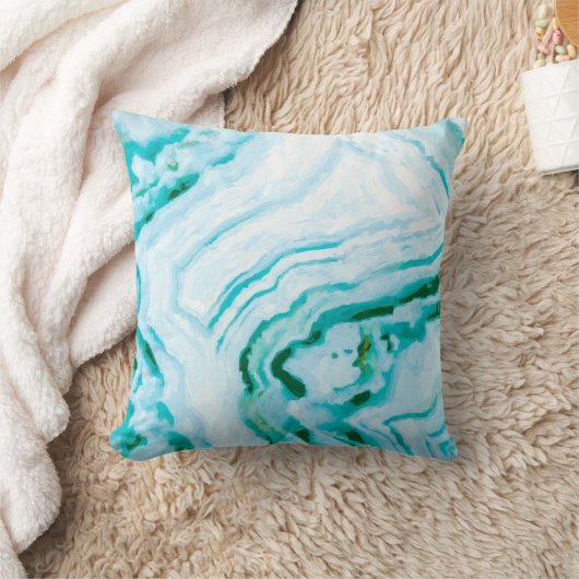 抽象芸術アクアティール(緑がかった色)アゲートデザイン絵画ズ クッション (ブランケット)