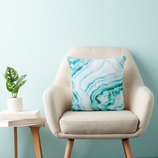 抽象芸術アクアティール（緑がかった色）アゲートデザイン絵画ズ クッション (椅子)