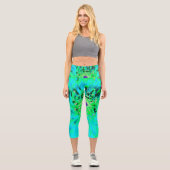 抽象芸術アクアデコレーションダリアフラワー カプリレギンス (正面)