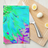 抽象芸術アクアデコレーションダリアフラワー キッチンタオル (四つ折り)