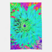 抽象芸術アクアデコレーションダリアフラワー キッチンタオル (縦)