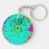 抽象芸術アクアデコレーションダリアフラワー キーホルダー (裏面)