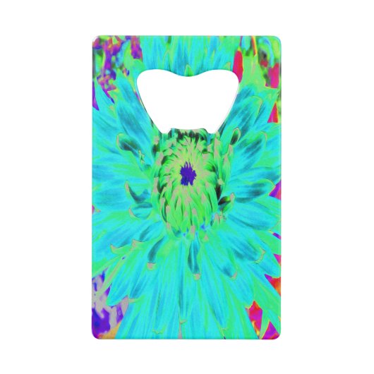 抽象芸術アクアデコレーションダリアフラワー クレジットカード栓抜き (正面)