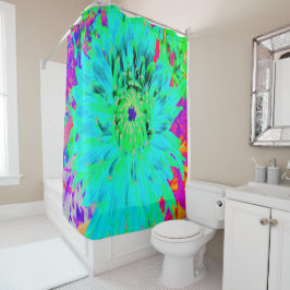 抽象芸術アクアデコレーションダリアフラワー シャワーカーテン