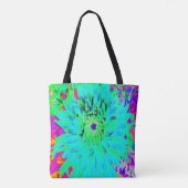 抽象芸術アクアデコレーションダリアフラワー トートバッグ (裏面)